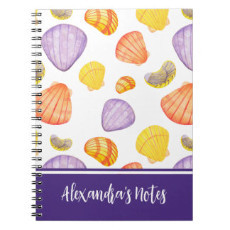 Wasserfarben-Muscheln-Notebook mit Namen Notizblock