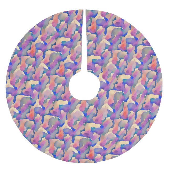 Wasserfarben-Muster-Baumrinde Polyester Weihnachtsbaumdecke (Vorderseite)