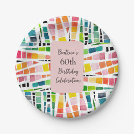 Wasserfarben-Muster des 60. Geburtstags Pappteller