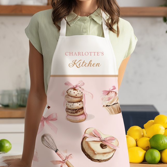 Wasserfarben Nachspeisen Rosa Bow Rezept Schürze (Von Creator hochgeladen)