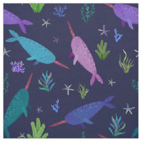 Wasserfarben-Narwhal unter dem Meer Lila