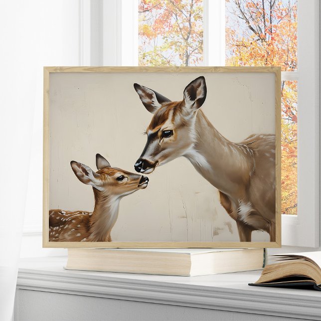 Wasserfarben-Naturkunst mit Mutterhirsch und Hirsc Poster (Von Creator hochgeladen)