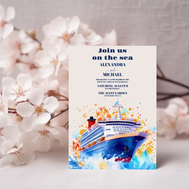 Wasserfarben Nautical Beach Cruise Palm Wedge Einladung (Von Creator hochgeladen)