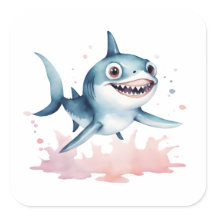 Wasserfarben, Niedlich Playful Baby Shark