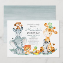 Wasserfarben Niedlich Safari Jungle Tiere Geburtst