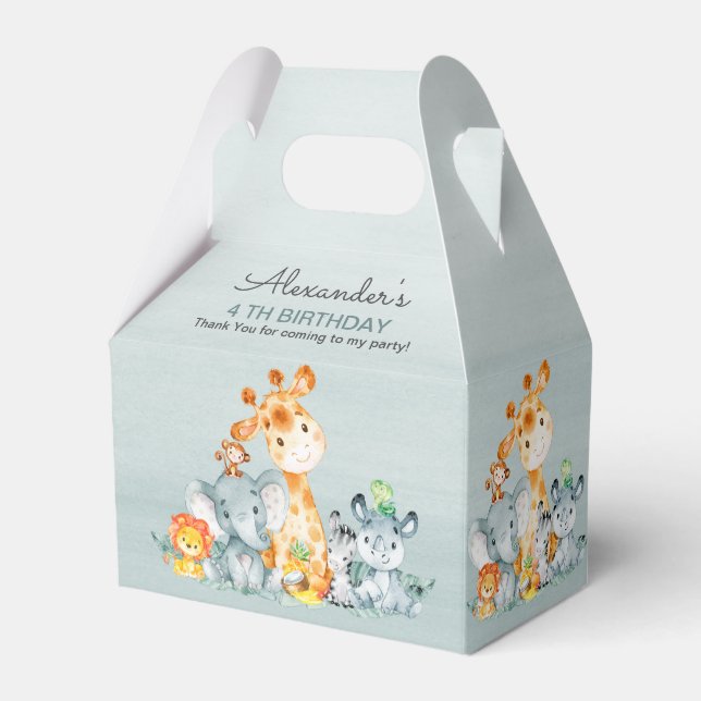 Wasserfarben Niedlich Safari Jungle Tiere Geburtst Geschenkschachtel (Vorderseite)