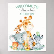 Wasserfarben Niedlich Safari Jungle Tiere Geburtst