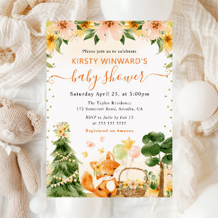 Wasserfarben Niedliche Blumenfüßer Babydusche Einladung