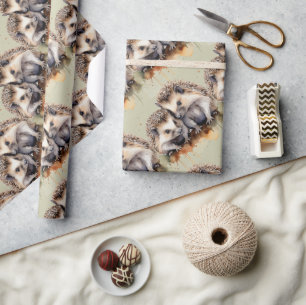 Wasserfarben Niedlicher kleiner Igel Geschenkpapier