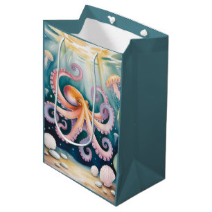 Wasserfarben-Oktopus-Kindergeburtstagsfeier Mittlere Geschenktüte