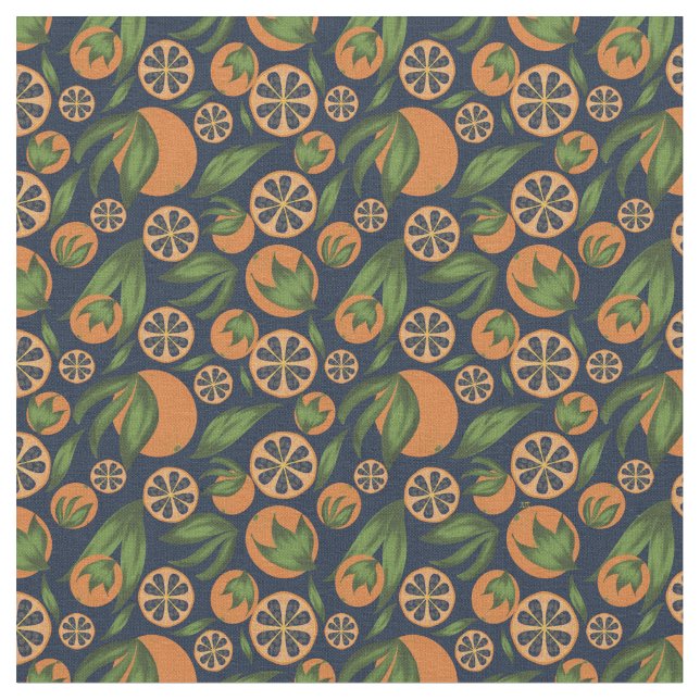 Wasserfarben Orange Blue Frucht Muster Stoff (Nahaufnahme)
