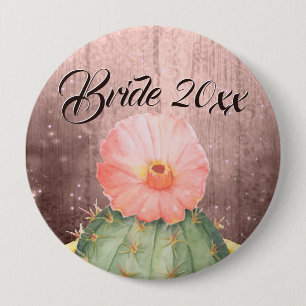 Wasserfarben Orange Cactus Bloom Wedding Button