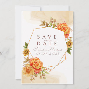 Wasserfarben Orange Rosen Hochzeitseinladungsvorla Save The Date