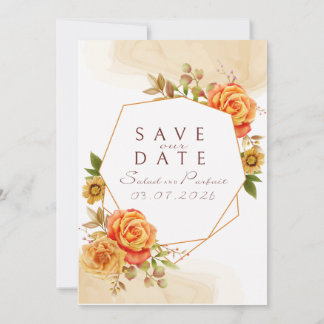 Wasserfarben Orange Rosen Hochzeitseinladungsvorla Save The Date