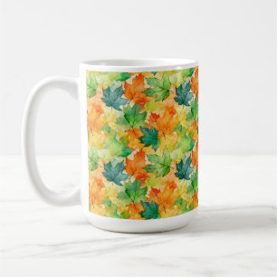 WASSERFARBEN ORANGE YELLOW GREEN FALL AUTUMN LEAVE KAFFEETASSE