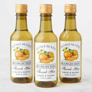 Wasserfarben Orangecello Wedding Danke Mini Weinetikett