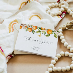 Wasserfarben Orangen Babydusche Danke Karte