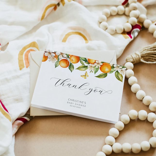Wasserfarben Orangen Babydusche Danke Karte (Von Creator hochgeladen)