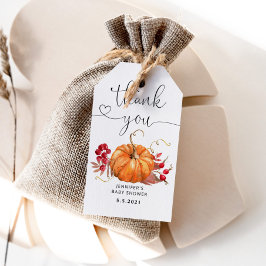 Wasserfarben Orangenkürbis fallen danke Ihnen Tag Geschenkanhänger