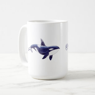 Wasserfarben-Orca-Wal-Baby-Party Kaffeetasse