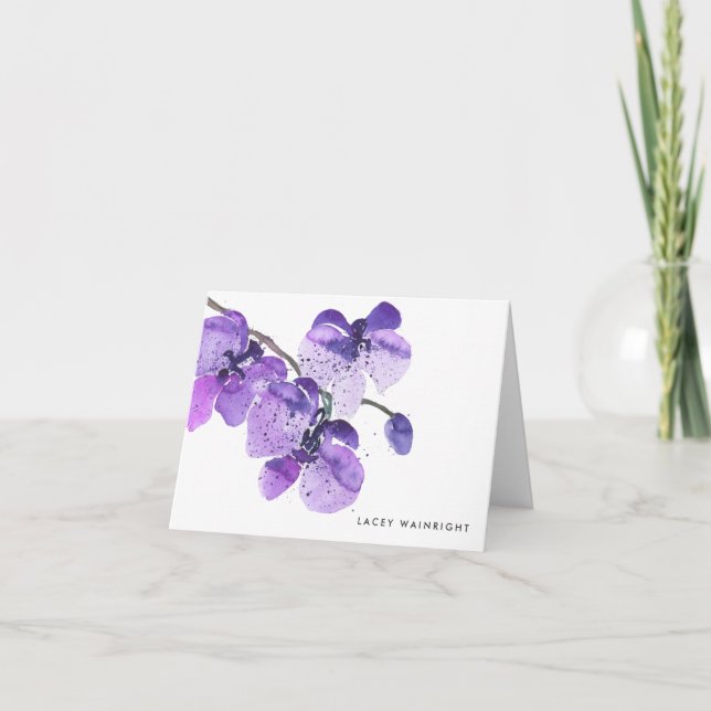 Wasserfarben Orchid Personalisierte Notecard (Vorderseite)