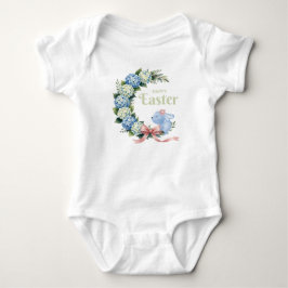 Wasserfarben-Oster-Hortensienkranz Süßes Kaninchen Baby Strampler