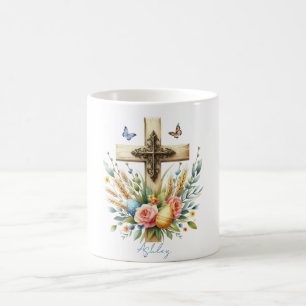Wasserfarben-Osterkreuz Personalisiert Kaffeetasse