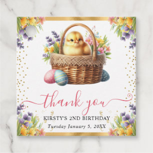 Wasserfarben-Osterküken-Korb-Geburtstag Geschenkanhänger