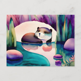 Wasserfarben-Otter, Postüberquerung Postkarte