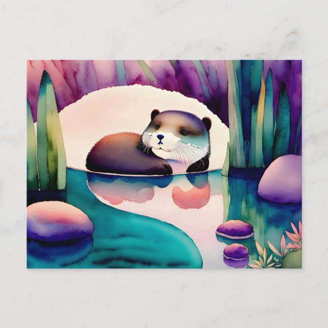 Wasserfarben-Otter, Postüberquerung Postkarte (Vorderseite)