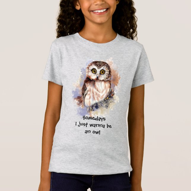 Wasserfarben-Owl will einfach Spaß-Angebot sein T-Shirt (Vorderseite)
