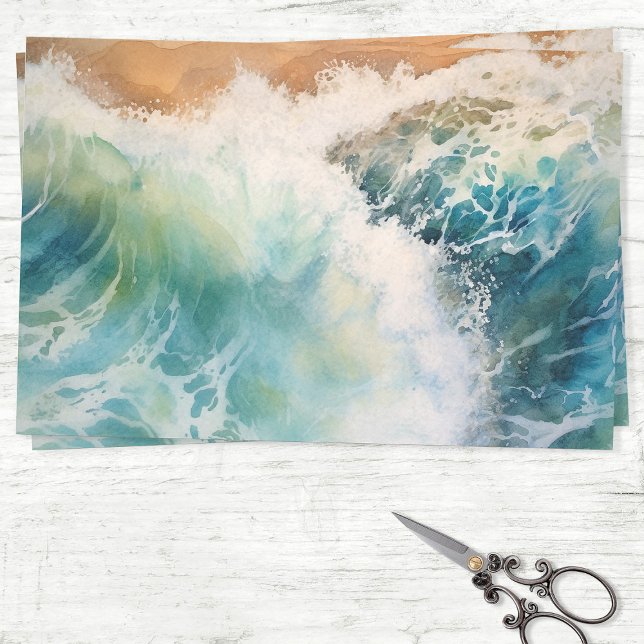Wasserfarben Ozeane Waves Beach Decoupage Seidenpapier (Von Creator hochgeladen)