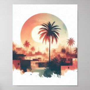 Wasserfarben-Palmenbaum-Kunstposter Poster