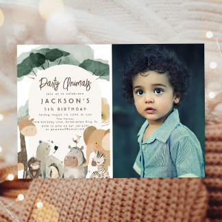 Wasserfarben Party Tiere Foto Geburtstagsparty Einladung