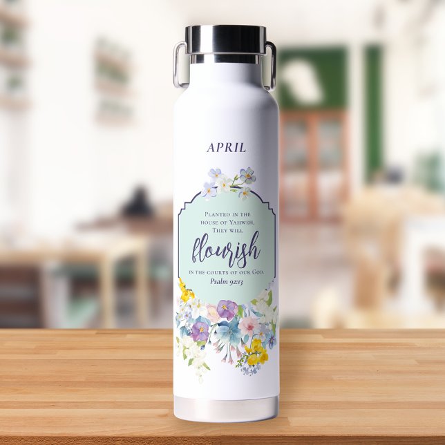 Wasserfarben Pastel Bläserbibel Verse Personalisie Trinkflasche (Von Creator hochgeladen)