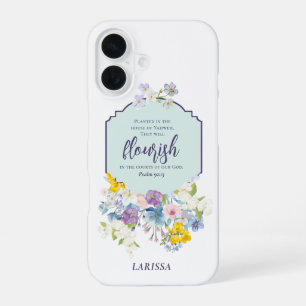 Wasserfarben-Pastell-Blumen Bibelvers personalisie iPhone 16 Hülle