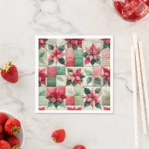 Wasserfarben-Patchwork Poinsettia Dekoupage Napkin Serviette