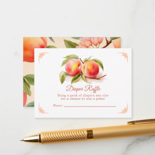 Wasserfarben Peach Baby Dusche Windeln Raffel Begleitkarte