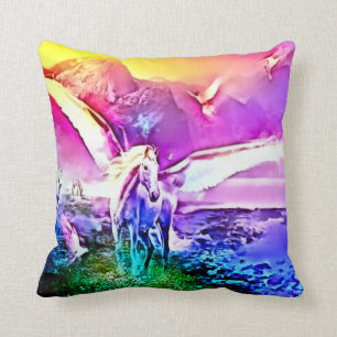 Wasserfarben-Pegasus-Fantasy-Kunst-Plüsch-Wurfkiss Kissen
