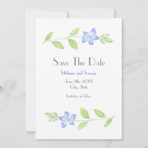 Wasserfarben-Periwinkle-Blume Save the Date