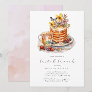 Wasserfarben-Pfannkuchen-Bridal-Brunch Einladung