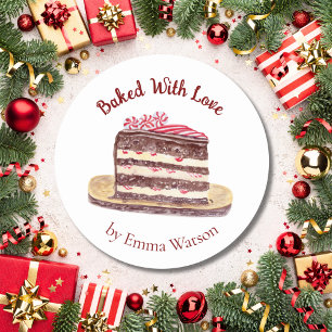 Wasserfarben-Pfefferminzkuchen mit Liebe gebacken Runder Aufkleber