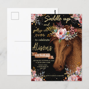 Wasserfarben-Pferd Geburtstag Pferdeparty Postkarte