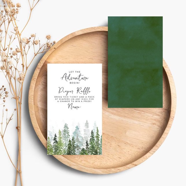 Wasserfarben Pine Tree Forest Baby Dusche Begleitkarte (Von Creator hochgeladen)