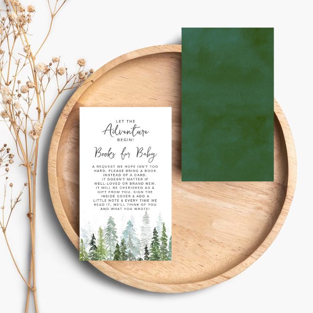 Wasserfarben Pine Tree Forest Baby Dusche Begleitkarte (Von Creator hochgeladen)
