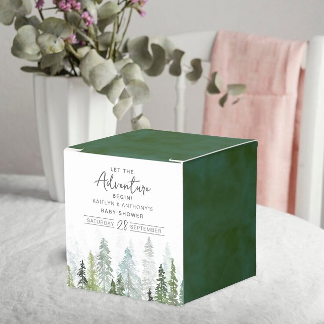 Wasserfarben Pine Tree Forest Baby Dusche Geschenkschachtel (Von Creator hochgeladen)
