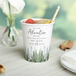 Wasserfarben Pine Tree Forest Baby Dusche Pappbecher