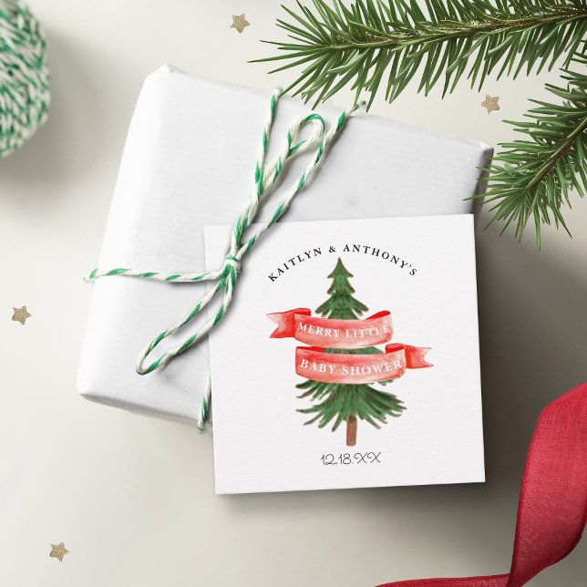 Wasserfarben Pine Tree Merry Little Baby Dusche Geschenkanhänger (Von Creator hochgeladen)