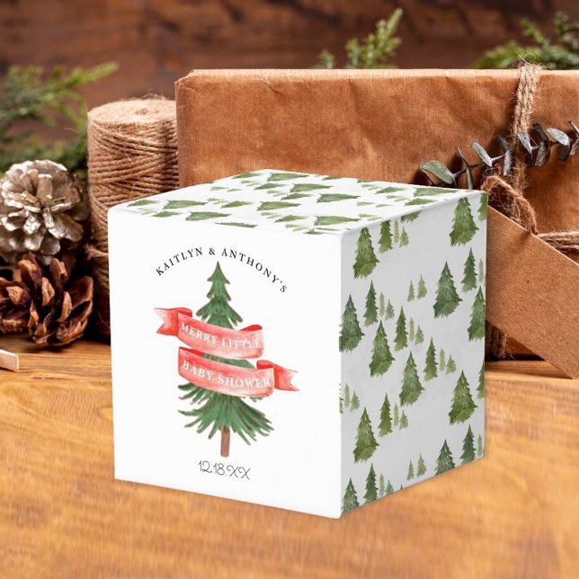 Wasserfarben Pine Tree Merry Little Baby Dusche Geschenkschachtel (Von Creator hochgeladen)