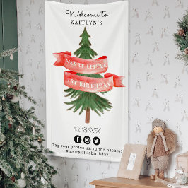 Wasserfarben Pine Tree Merry Little Birthday Banner
